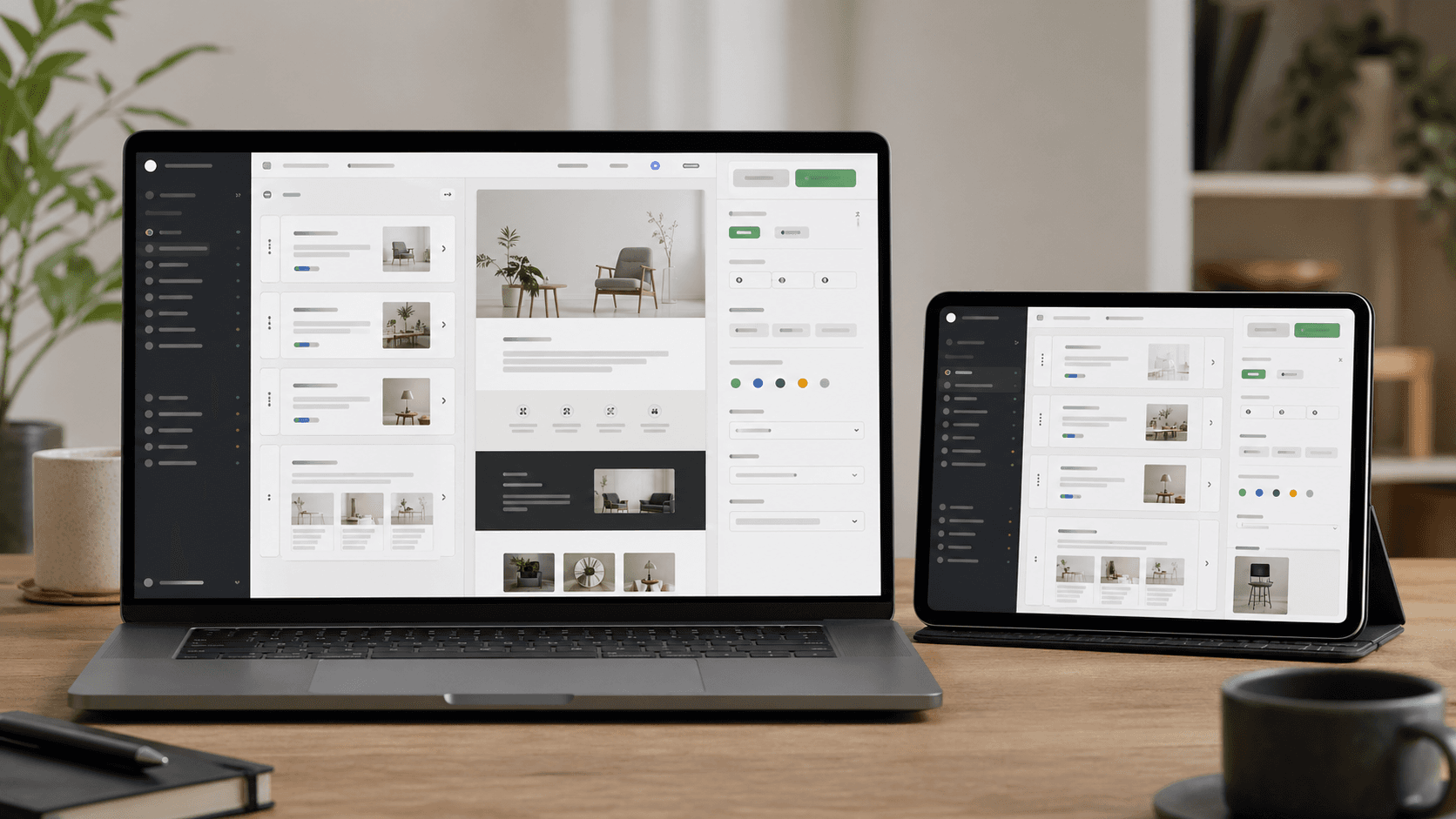 Reusable Sanity CMS template system displayed on devices